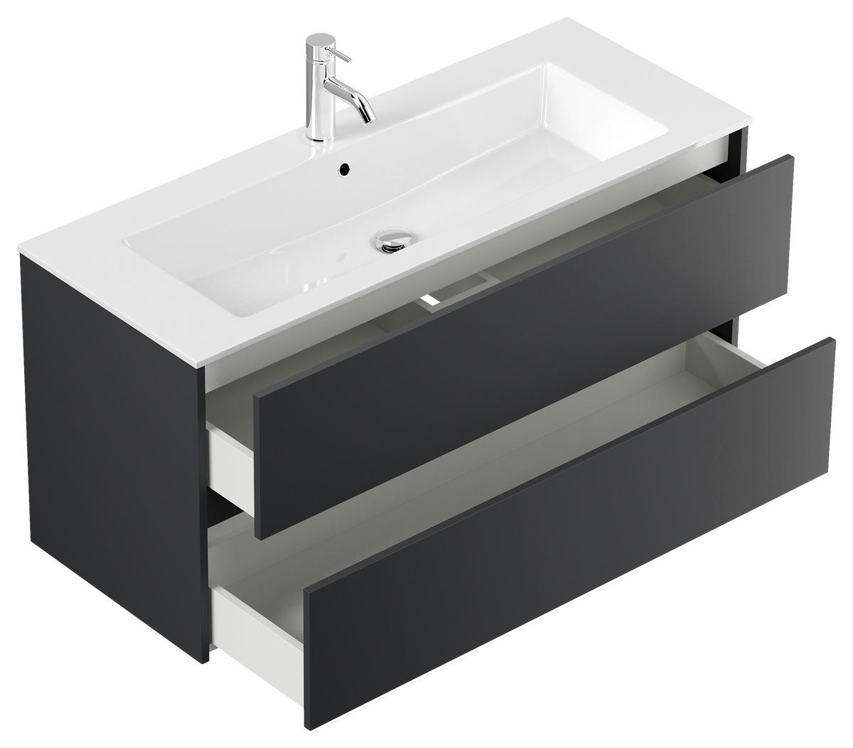 Waschtischkombi Limes Graphitfarben B: 120 Cm - Graphitfarben/Weiß, MODERN, Holzwerkstoff/Stein (120/58,8/46,5cm) - MID.YOU