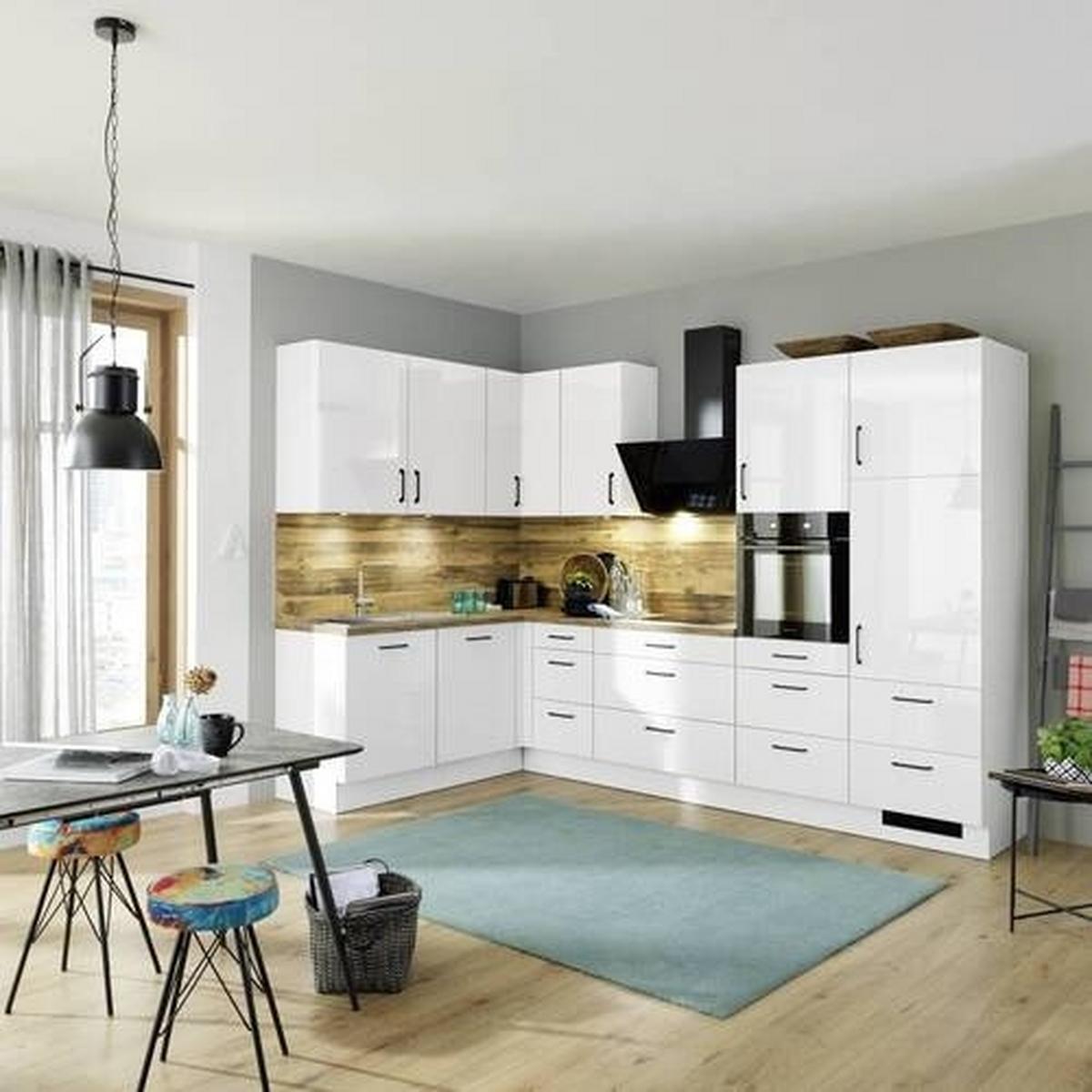 Eckküche Ip4050 ohne Geräte 185 X320 cm Space Grau/Eiche - Hellgrau, Basics (185/320cm) - Impuls