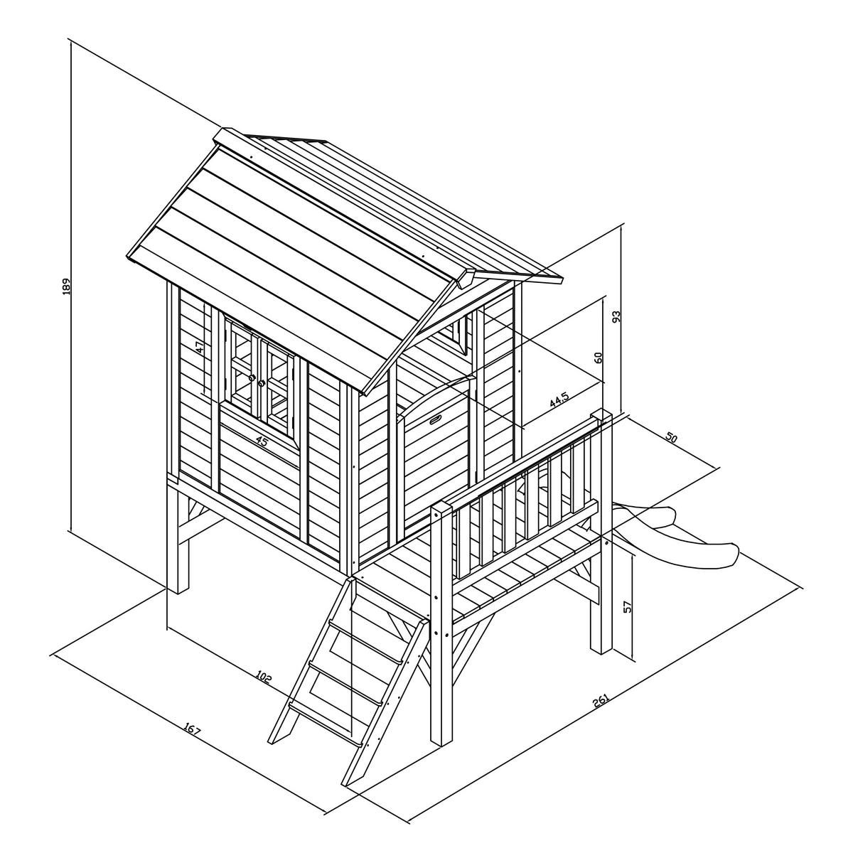 Spielhaus C050.002.90 - Weiß/Grau, KONVENTIONELL, Holz/Kunststoff (240/189/167cm) - Ambia Garden