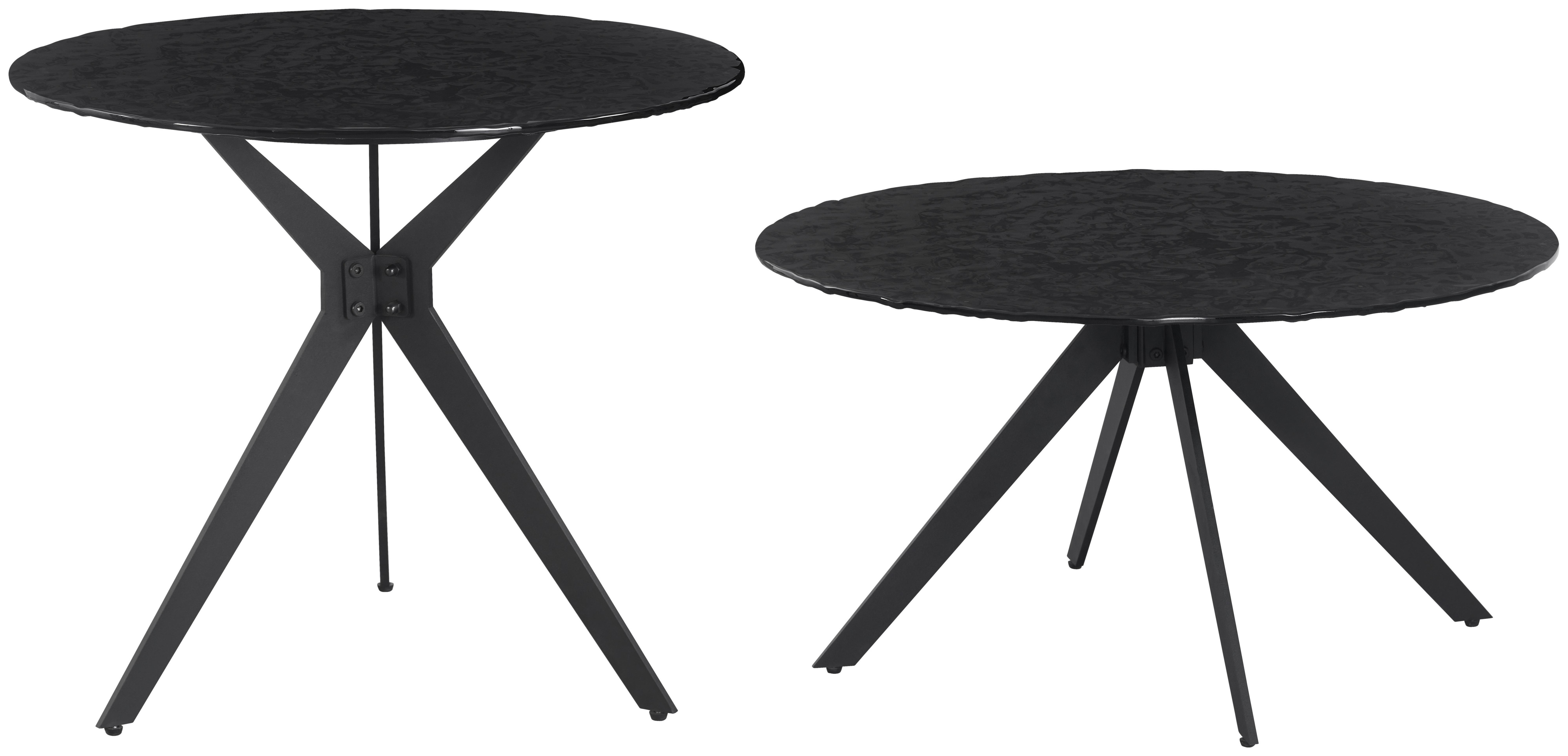 Sada stolíkov CONTI sklo bubble 70x38cm, 55x48cm - čierna, Modern, kov/sklo (70/55/38/48cm) - Mömax