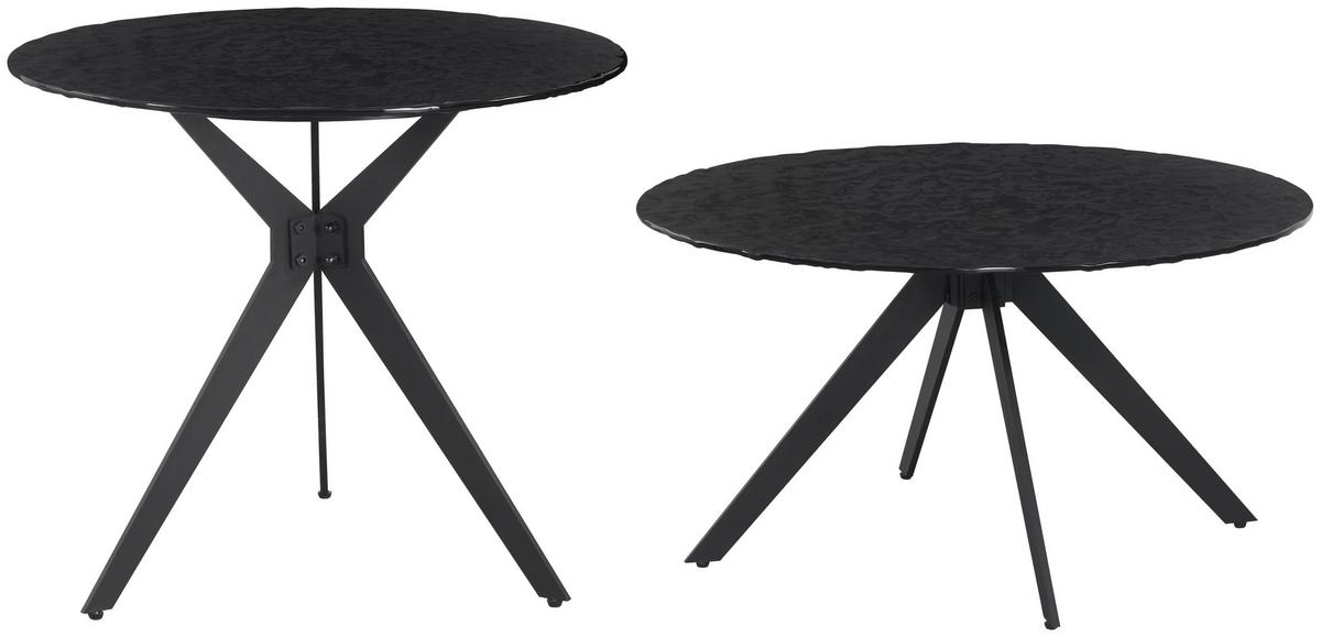 Sada stolíkov CONTI sklo bubble 70x38cm, 55x48cm - čierna, Modern, kov/sklo (70/55/38/48cm) - Mömax