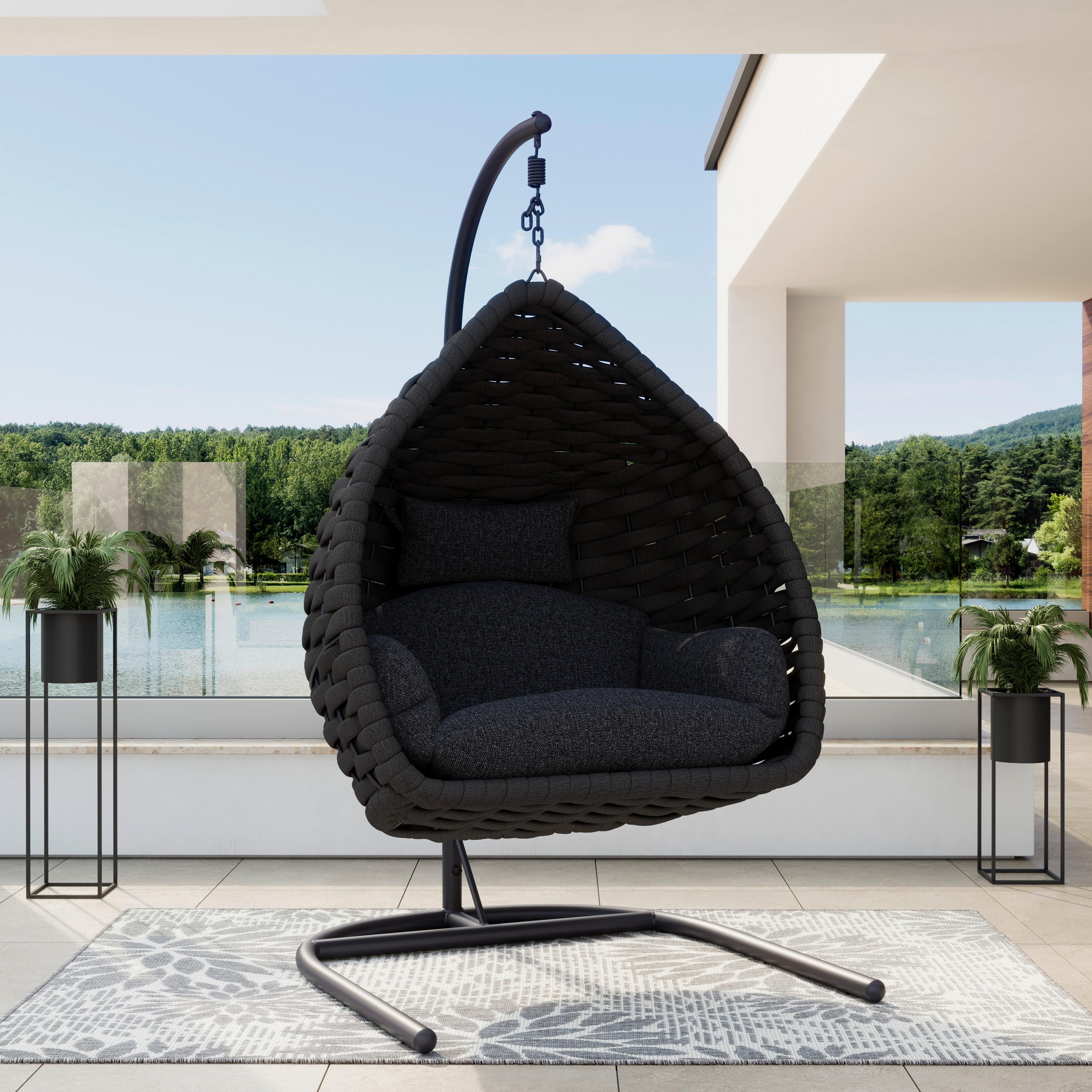 ZÁVESNÉ KRESLO SASA - tmavosivá, Modern, kov/textil (115/200/118cm) - Bessagi Garden