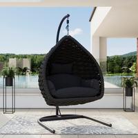 ZÁVESNÉ KRESLO SASA - tmavosivá, Modern, kov/textil (115/200/118cm) - Bessagi Garden