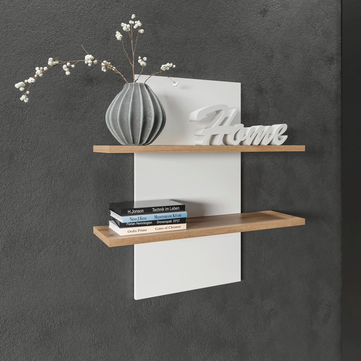 Wandboard Austin 75 cm Eichefarben/Weiss - Eichefarben/Weiß, Trend, Glas/Holzwerkstoff (75/81/22cm)