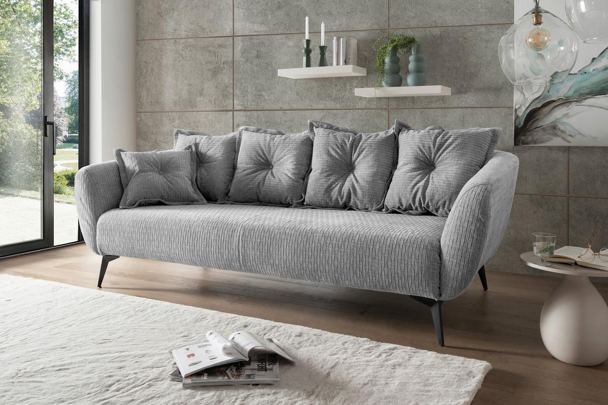3-Sitzer-Sofa Baggio Grau B: 236 cm - Schwarz/Grau, MODERN, Textil (236/94/103cm) - Livetastic