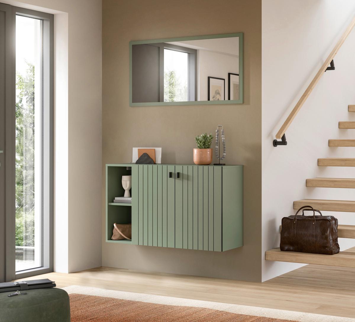 Garderobe Station Graugrün B: 106cm - Graugrün, Design, Holzwerkstoff (106/192/37cm) - MID.YOU