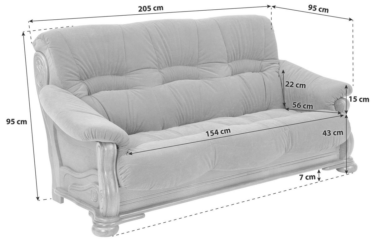 3-sitzer-sofa Tennessee Dunkelrot Echtleder - Eichefarben/Dunkelrot, LIFESTYLE, Leder/Holz (205/95/95cm) - Max Winzer