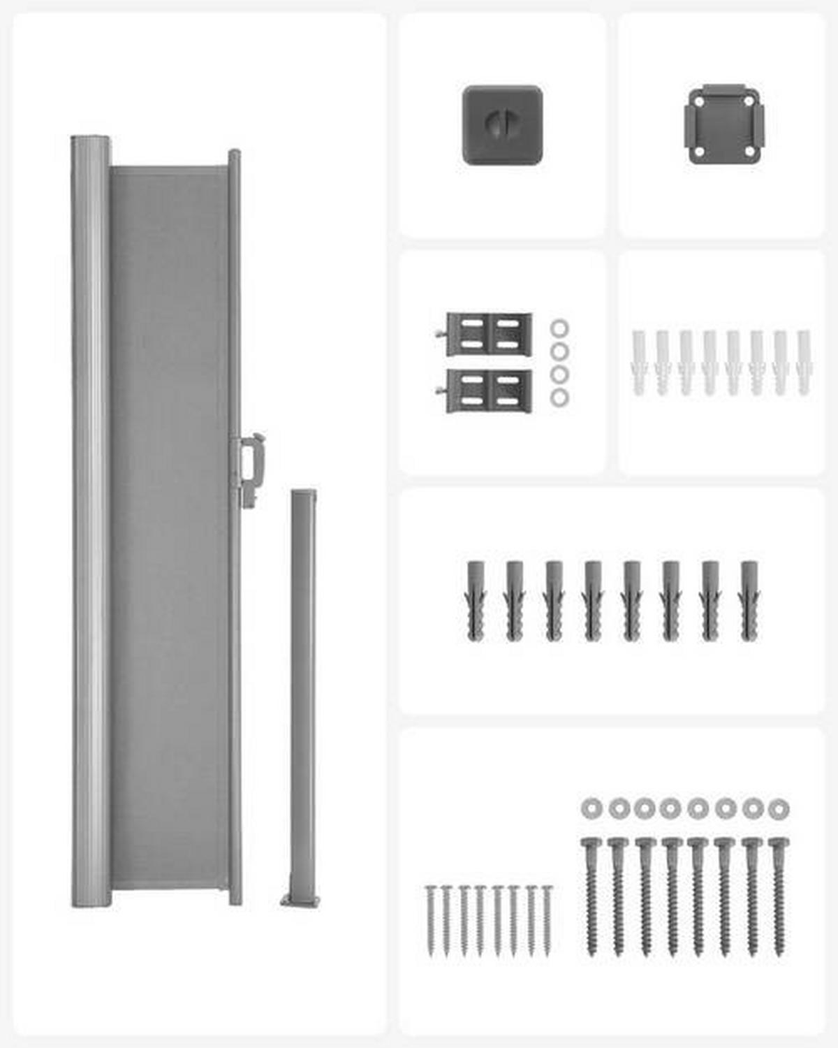 Seitenmarkise Grau Bxh: 350x180 Cm - Grau, Basics, Textil/Metall (350/180cm) - Modante