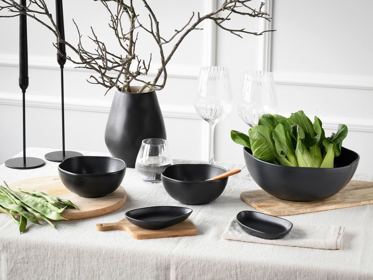 Jídelní souprava 12-dílná - černá, Basics, keramika (42/39/36cm) - Creatable