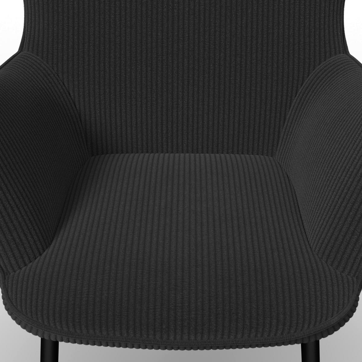 Kreslo s taburetkou AURORA, čierny menčester, max. 120 kg - čierna, Modern, kov/drevo (68/98/74cm) - Bessagi Home