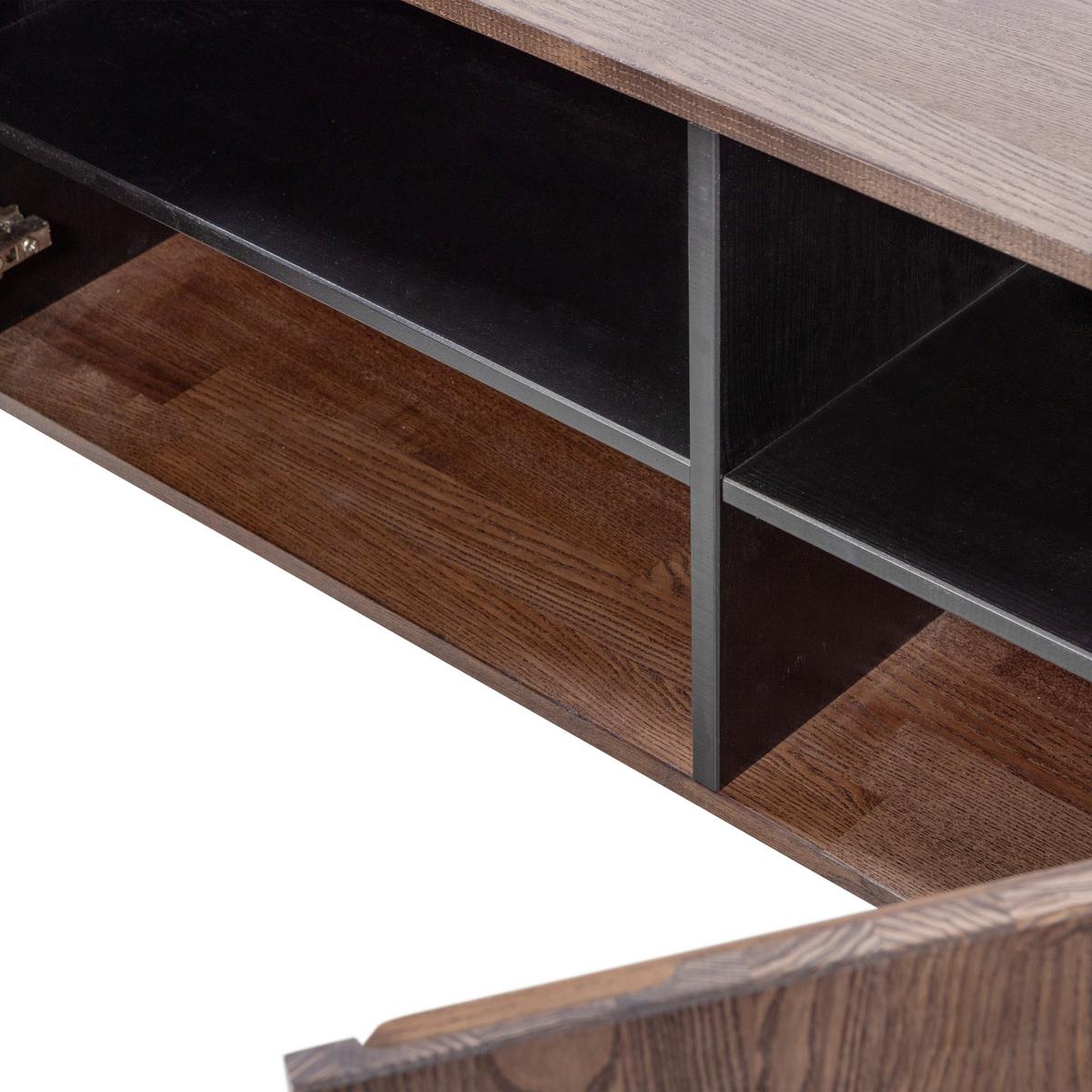 LOWBOARD Gravure Braun B: 180cm - Schwarz/Braun, Design, Holz (180/56/46cm) - Livetastic