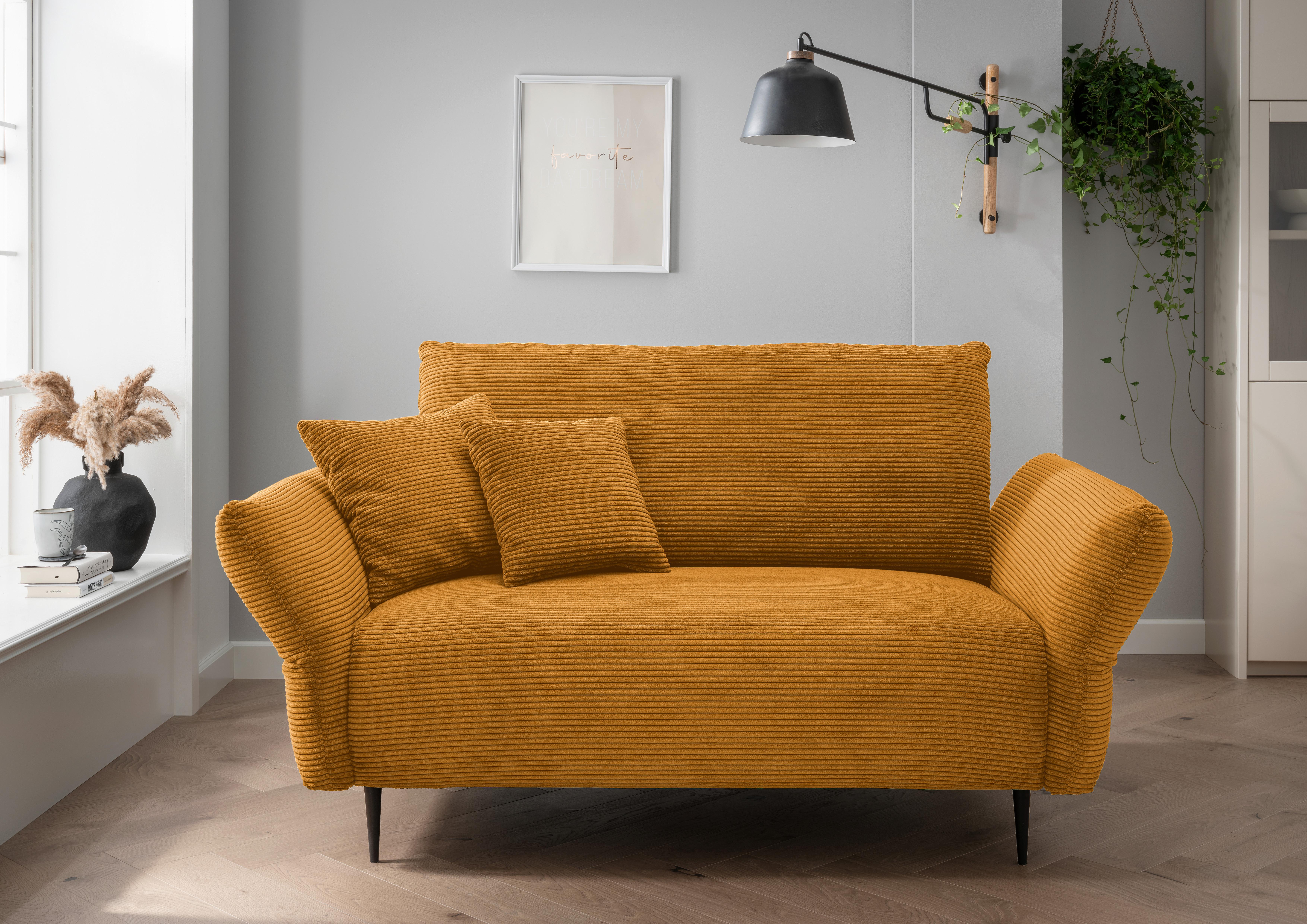 2-Sitzer-Sofa Vanilla Goldfarben - Goldfarben/Schwarz, Design, Textil (163/97/102cm) - Livetastic