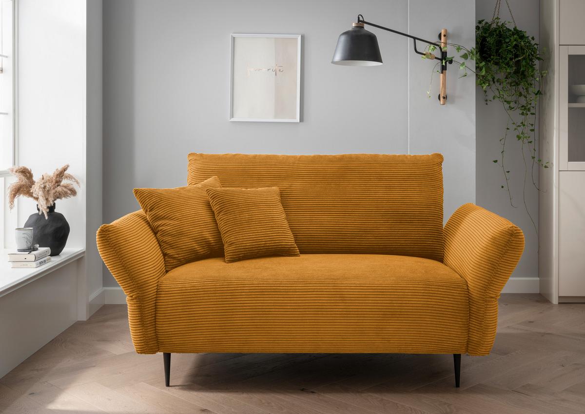 2-Sitzer-Sofa Vanilla Goldfarben - Goldfarben/Schwarz, Design, Textil (163/97/102cm) - Livetastic