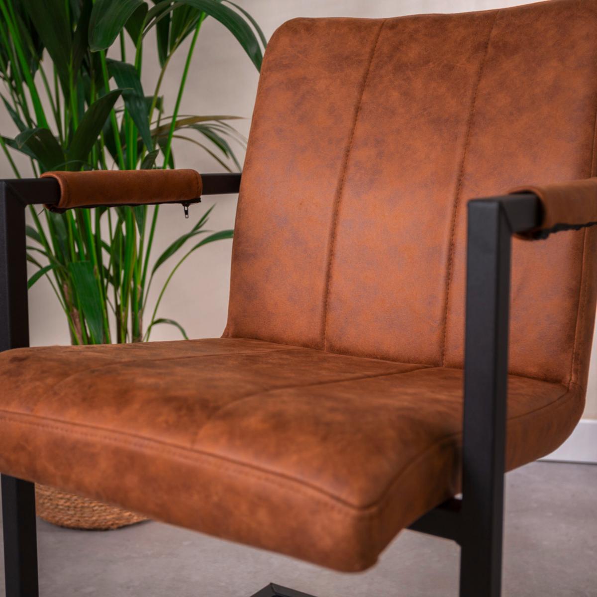 Schwingstuhl-set Brandon Braun B: 54 Cm - Schwarz/Braun, MODERN, Textil/Metall (54/85/61cm) - MID.YOU