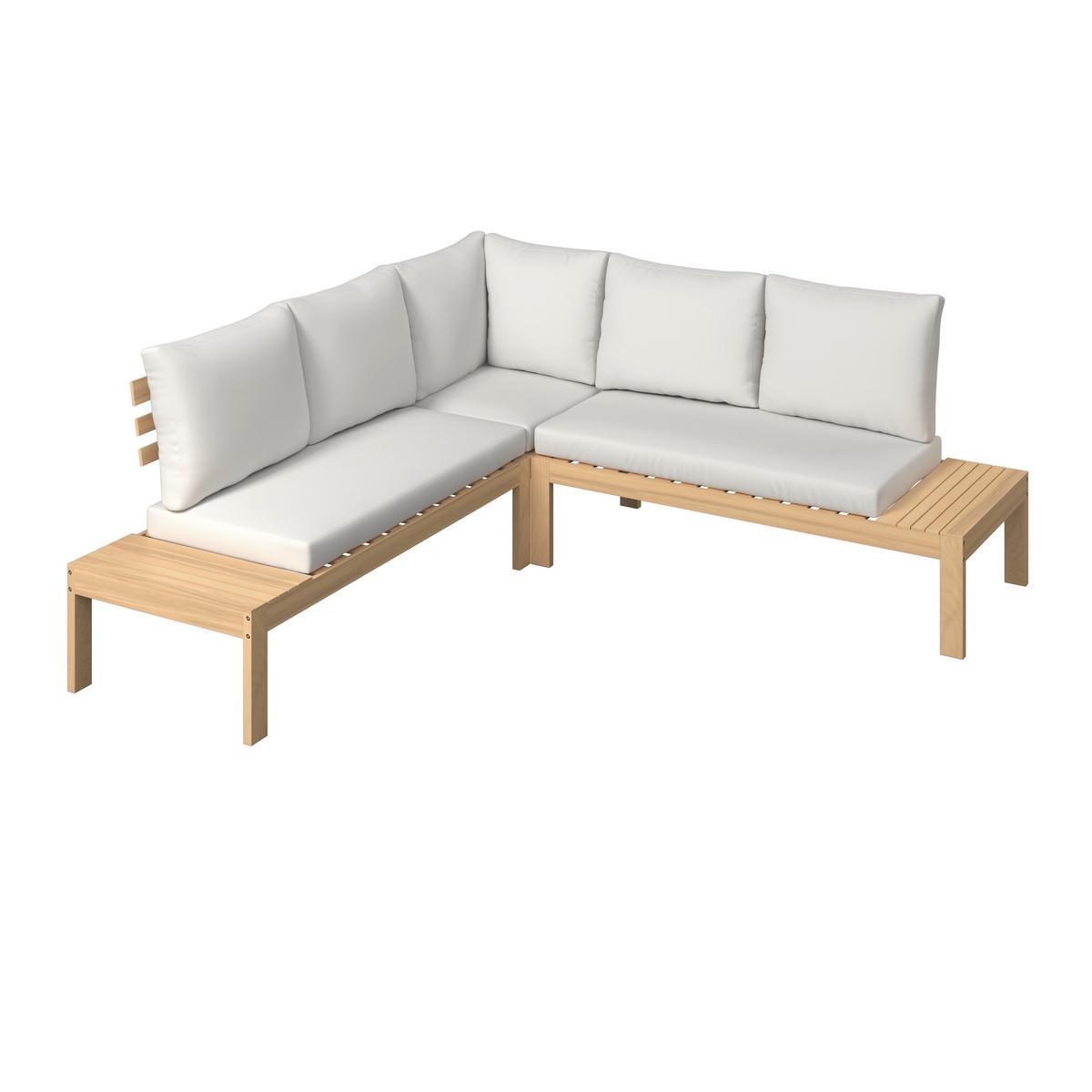 Loungegarnitur Korfu - Beige/Akaziefarben, MODERN, Holz/Textil (206/188cm) - Beldano