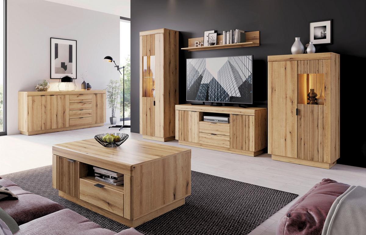 TV-Element Delamar Eichefarben Dekor B: 146 cm - Eichefarben, Trend, Holzwerkstoff (146/66,6/39,6cm)