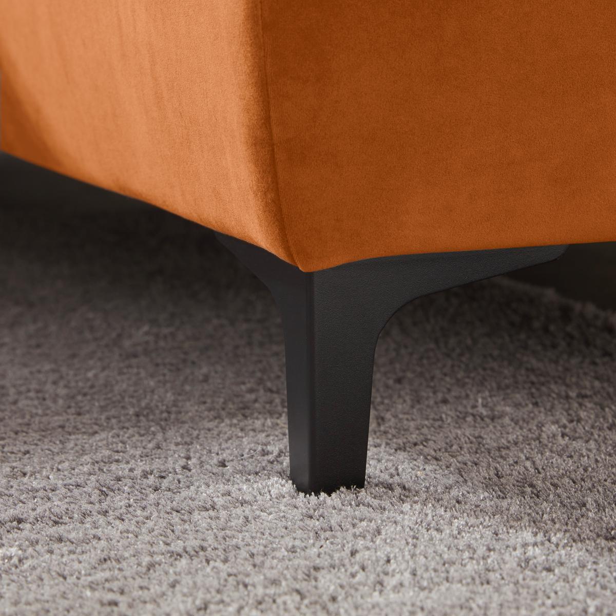 Rohová sedačka EMMA, pravá, oranžová,op.hl.,USB,el.výsuv - oranžová/černá, Moderní, textil (301/210cm) - Premium Living