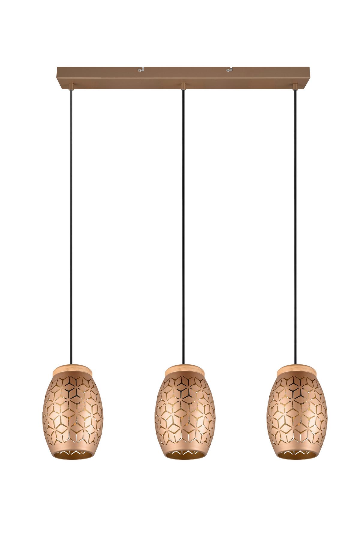Pendelleuchte R31573065 Bidar - Goldfarben/Braun, KONVENTIONELL, Holz/Metall (71/15/150cm)