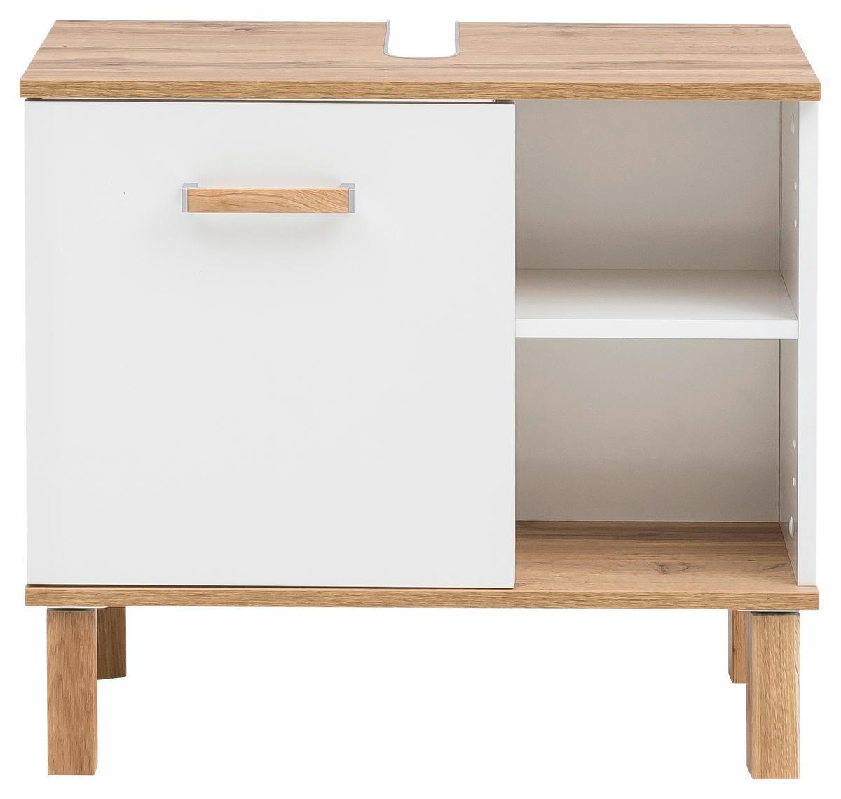 Waschbeckenunterschrank Padua B: 65,2 cm Eiche/Weiß - Eichefarben/Weiß, MODERN, Holzwerkstoff (65,2/60,1/35,0cm) - MID.YOU