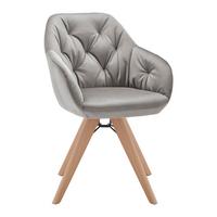 Židle ze sametu Jona světlešedá - světle šedá/barvy buku, Moderní, kov/dřevo (57,5/82/63cm) - Bessagi Home