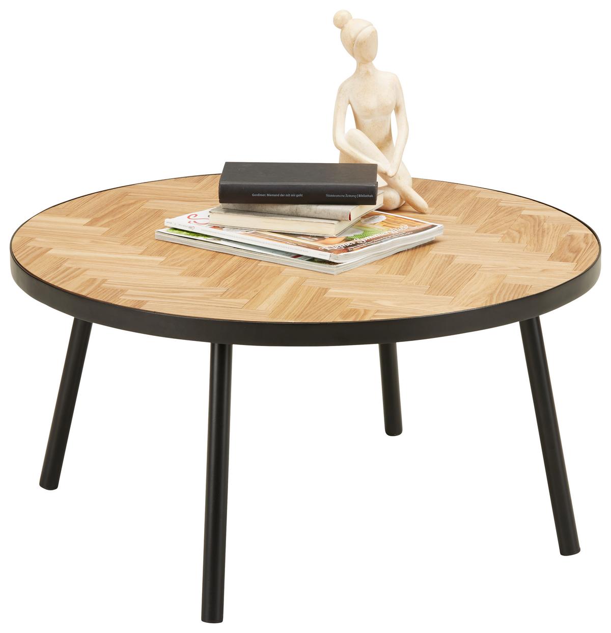 Konferenční stolek P: 80cm - černá/přírodní barvy, Lifestyle, kov/kompozitní dřevo (80/80/40cm) - Premium Living
