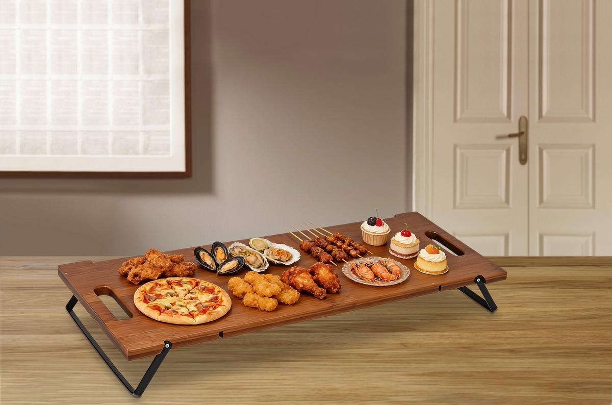 Tablett Till aus Bambus L: 66 cm - Naturfarben, MODERN, Holz/Metall (66/25/1,8cm) - James Wood