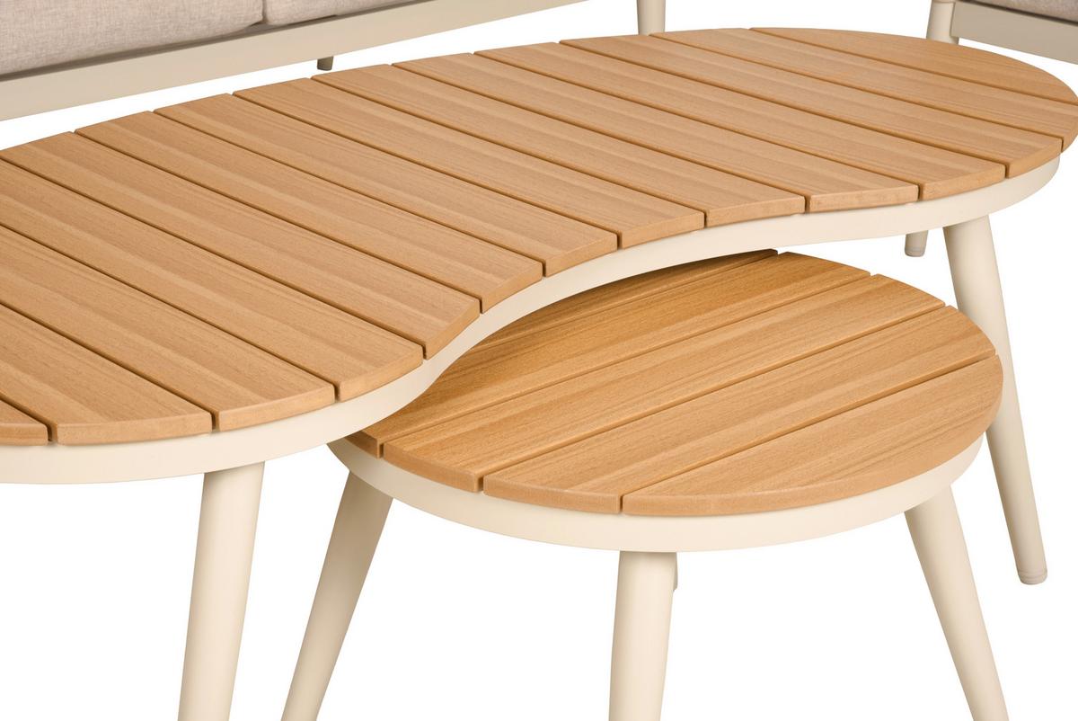 GARTENSET LOUNGE-GRUPPE TULUM, 5-TLG. - Sandfarben/Beige, MODERN, Kunststoff/Textil - Gardenson
