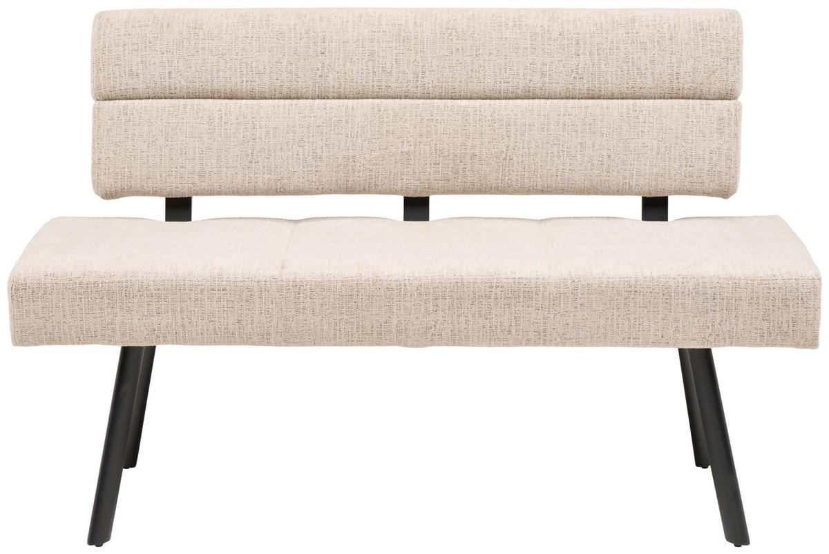 Sitzbank Paros mit Lehne Beige, B: 140 cm - Beige/Schwarz, KONVENTIONELL, Textil/Metall (140/88/62cm) - MID.YOU