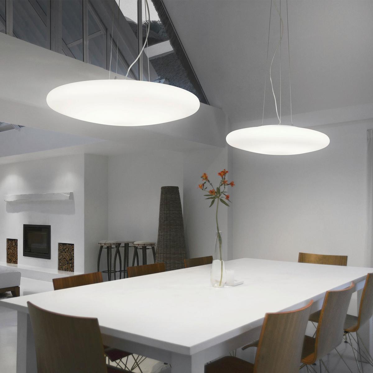 Hängeleuchte Smarties Weiß D: 60 cm - Weiß, Basics, Glas (60/41,5-216,5cm) - Ideal Lux