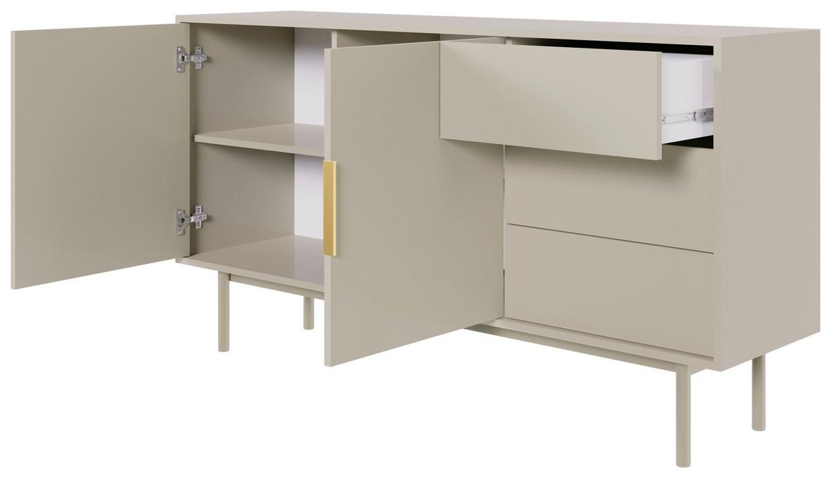 Široká komoda AVIV kašmír - kašmírová/barvy zlata, Design, kov/kompozitní dřevo (154/82/39cm) - Xora
