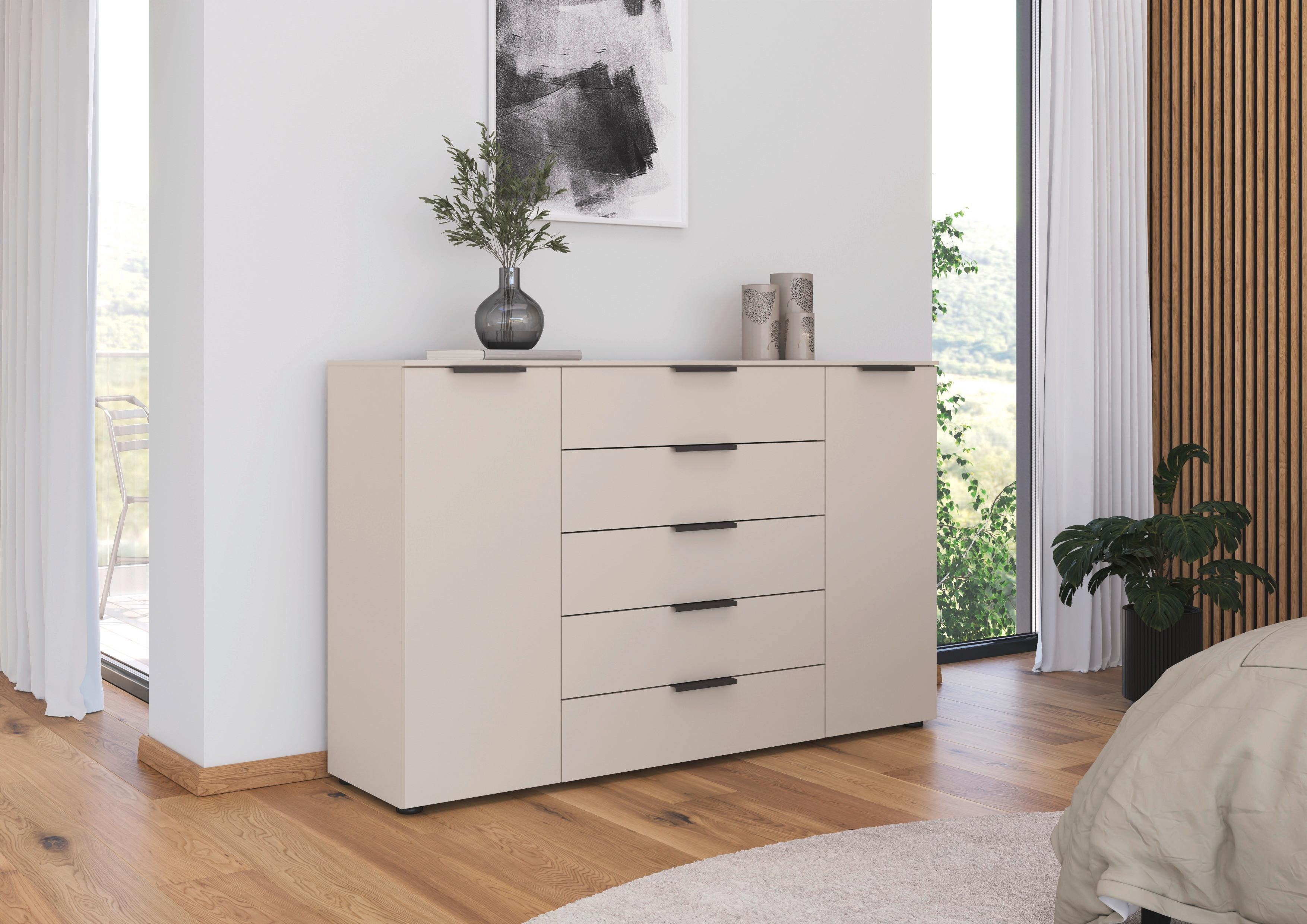 Kommode Flipp Champagner B: 160 cm - Champagner/Schwarz, MODERN, Holzwerkstoff (160/100/42cm) - Rauch Möbel