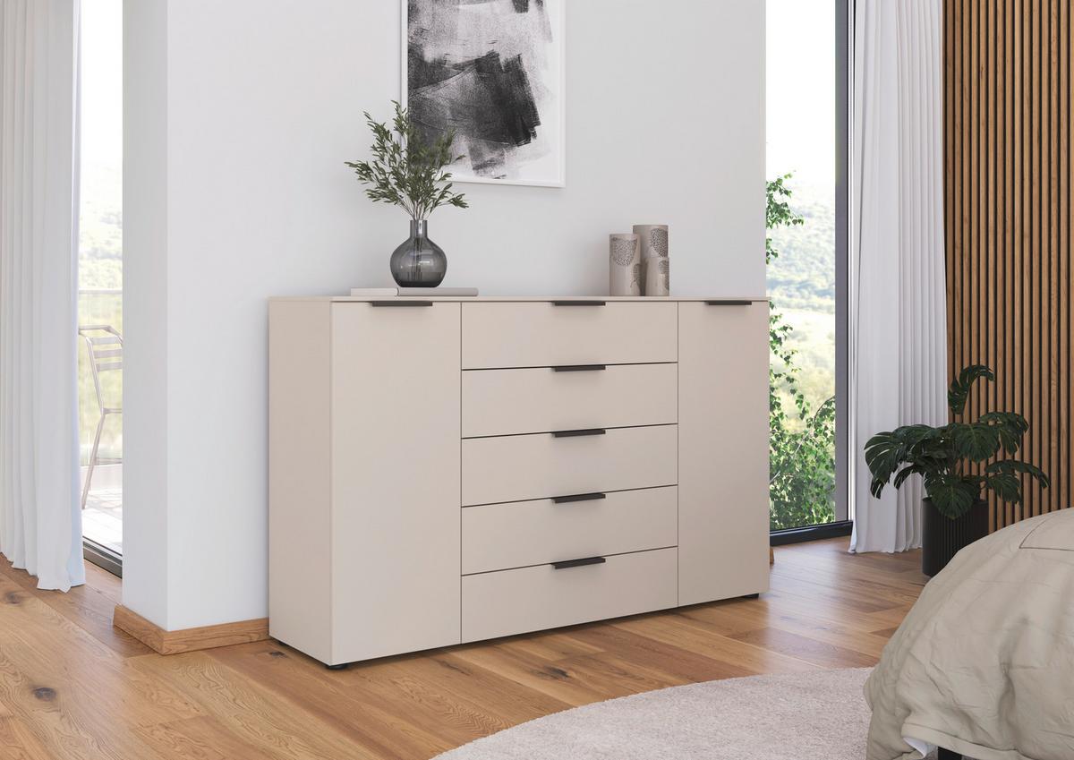 Kommode Flipp Champagner B: 160 cm - Champagner/Schwarz, MODERN, Holzwerkstoff (160/100/42cm) - Rauch Möbel