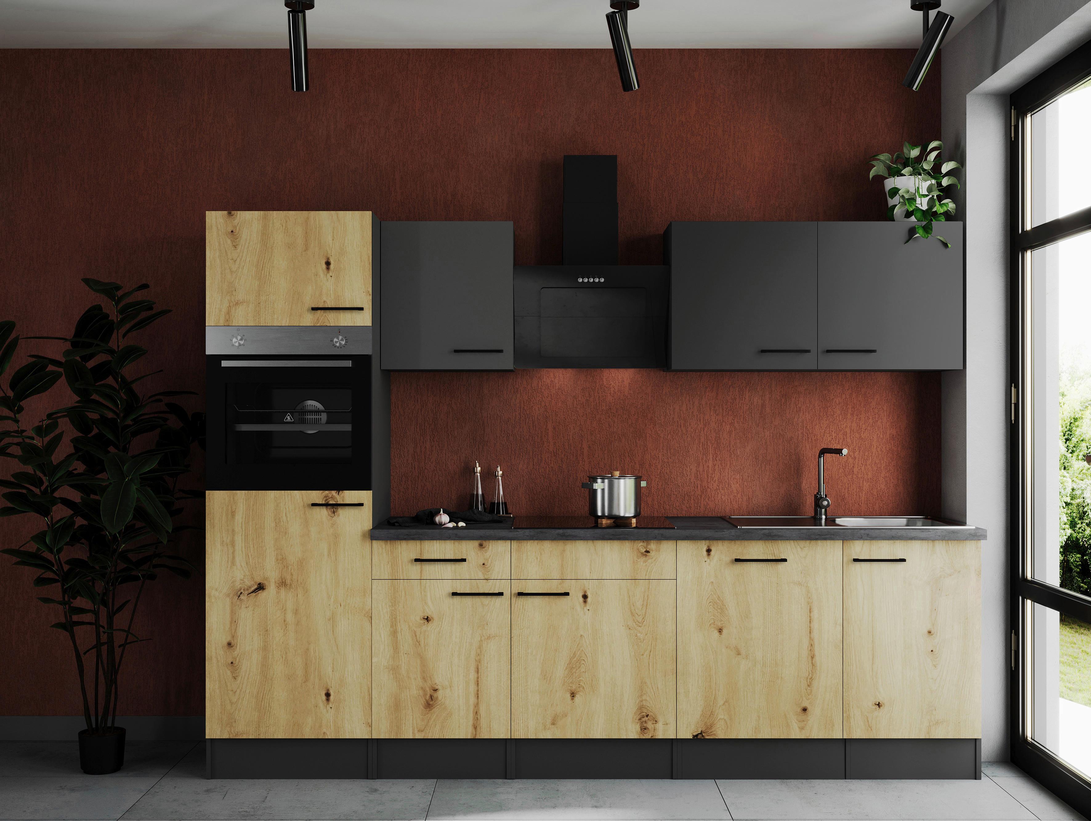 Küchenblock Oliver Artisan Dekor, Grau B: 280 cm - Eiche Artisan/Grau, Design, Holzwerkstoff (280cm) - Respekta