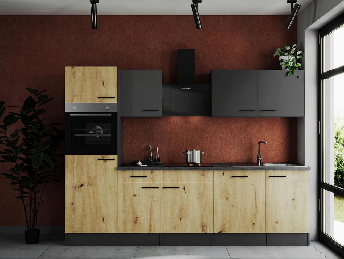 Küchenblock Oliver Artisan Dekor, Grau B: 280 cm - Eiche Artisan/Grau, Design, Holzwerkstoff (280cm) - Respekta