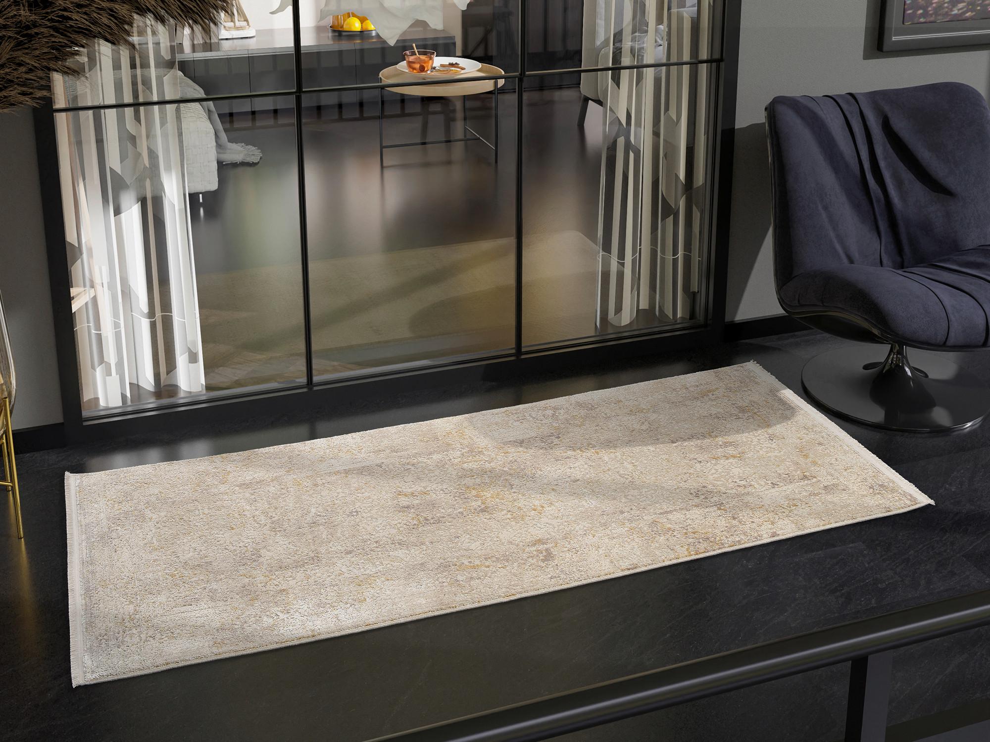 Teppich Läufer Gold/Beige Abstrakt Avignon 80x200 cm - Beige/Goldfarben, Design, Textil (80/200cm) - Dieter Knoll