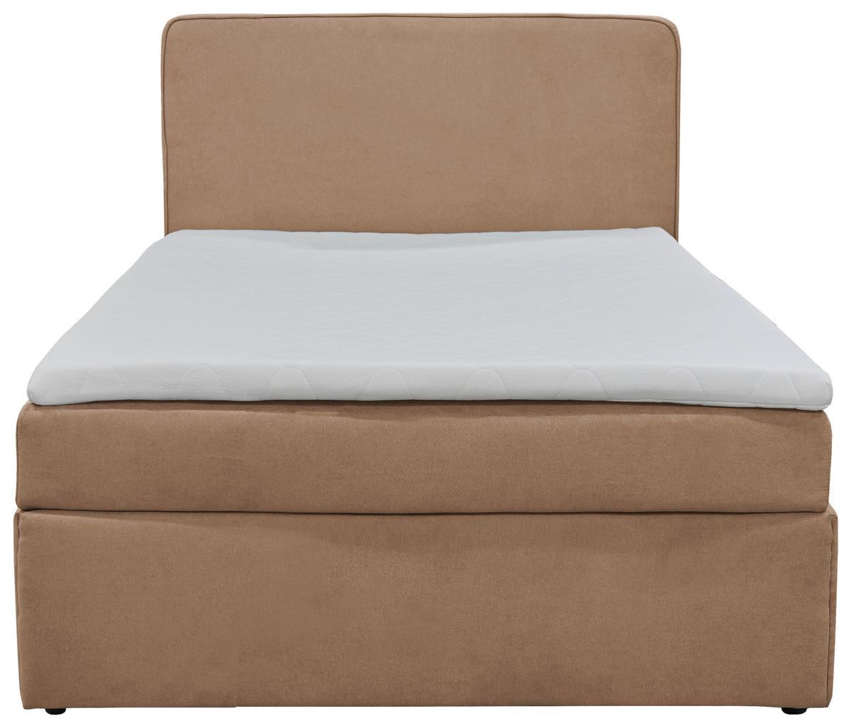 Boxbett mit Topper 120x200 Jubi - Hellbraun/Schwarz, KONVENTIONELL, Holz/Textil (120/200cm)