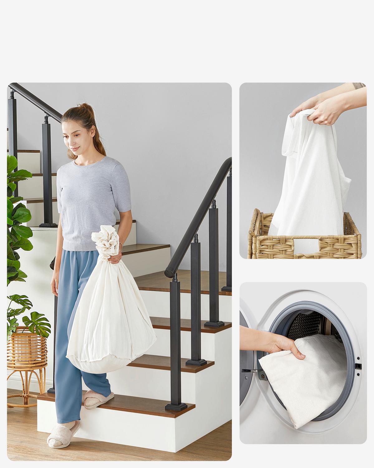 Wäschekorb Naturfarben B: 70 Cm - Naturfarben, Basics, Kunststoff/Textil (70/66/36cm)