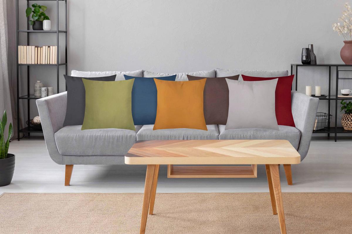 Zierkissen Niki 40x40 cm Polyester Multicolor - Taupe/Blau, KONVENTIONELL, Textil (40/40cm) - Ondega