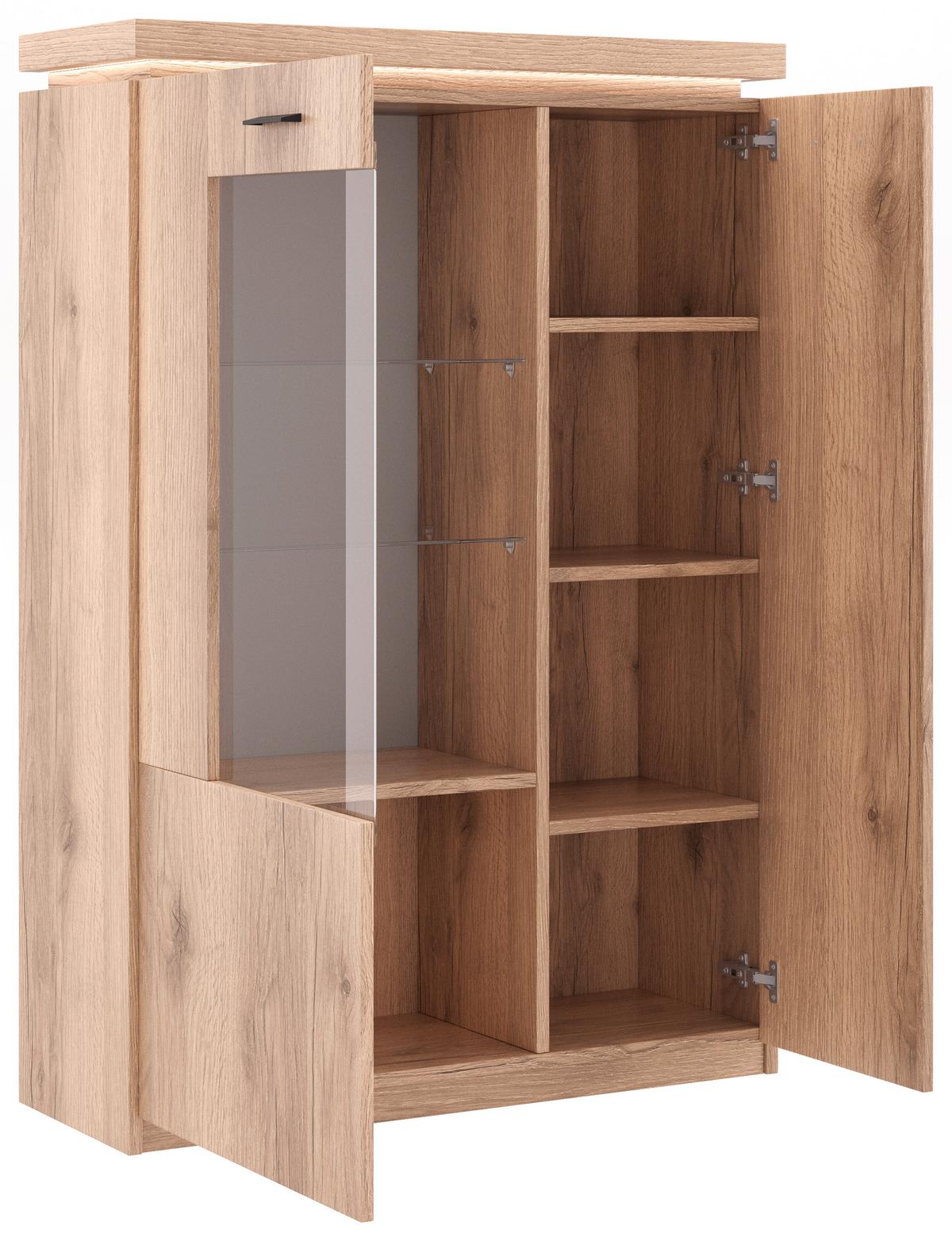 Vitrine Vancouver B: 98 Cm Mit Beleuchtung Eiche Dekor - Eichefarben, MODERN, Glas/Holzwerkstoff (98/143/38cm)