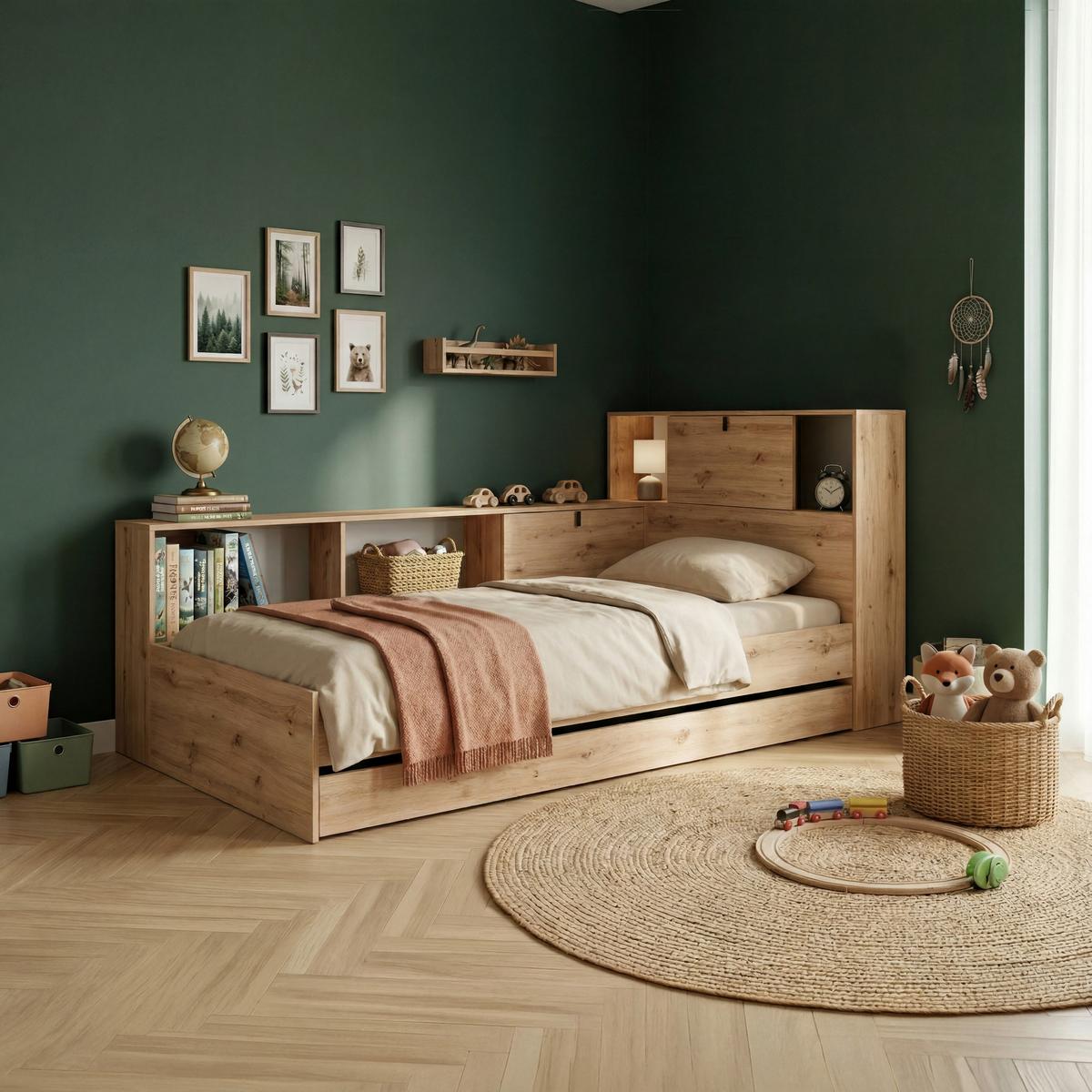 Stauraumbett VIVO Eiche Artisan Dekor 90x200 cm - Eiche Artisan, Basics, Holzwerkstoff (90/200cm)