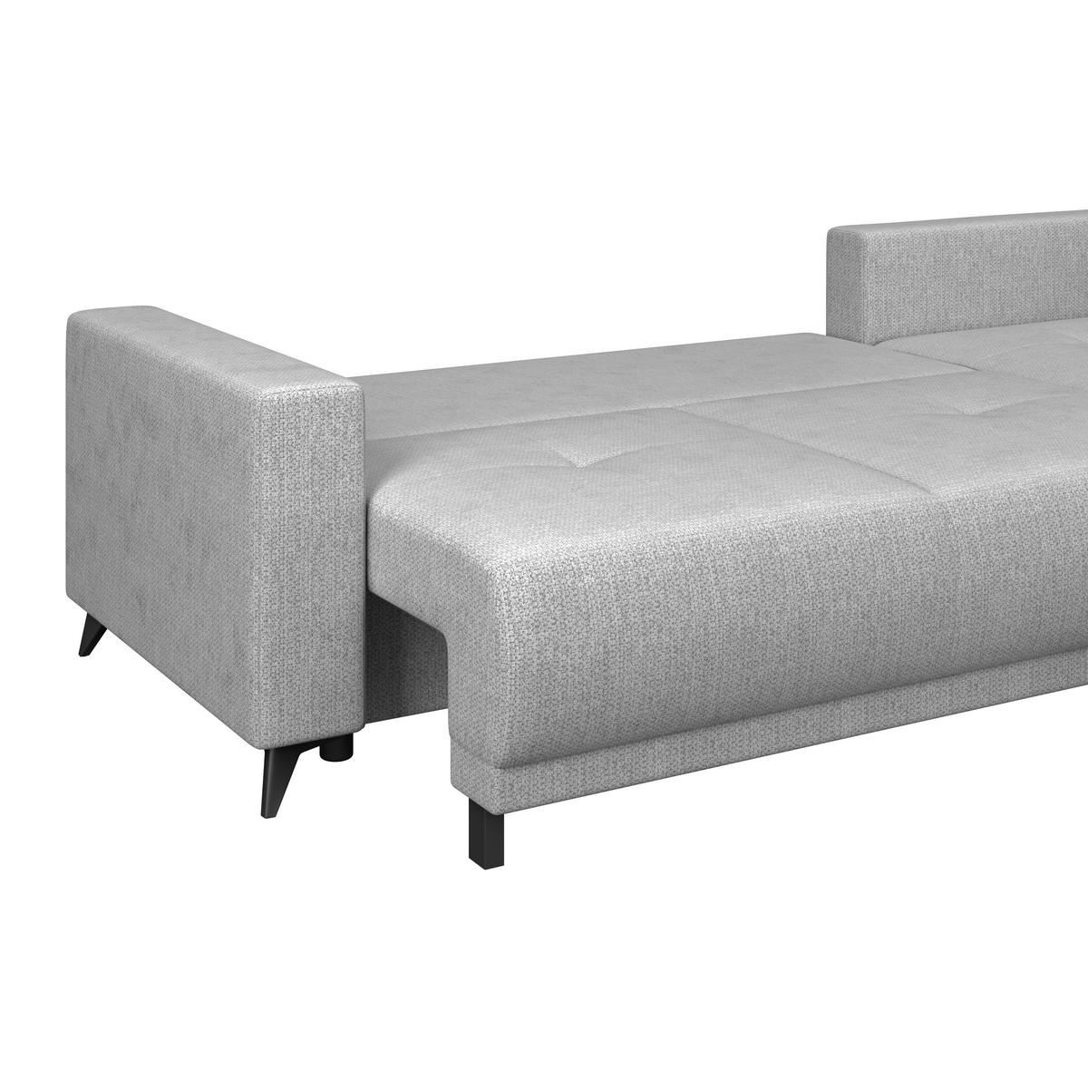 Ecksofa mit Schlaffunktion & Bettkasten Texas Grau - Schwarz/Grau, KONVENTIONELL, Holz (259/203cm)