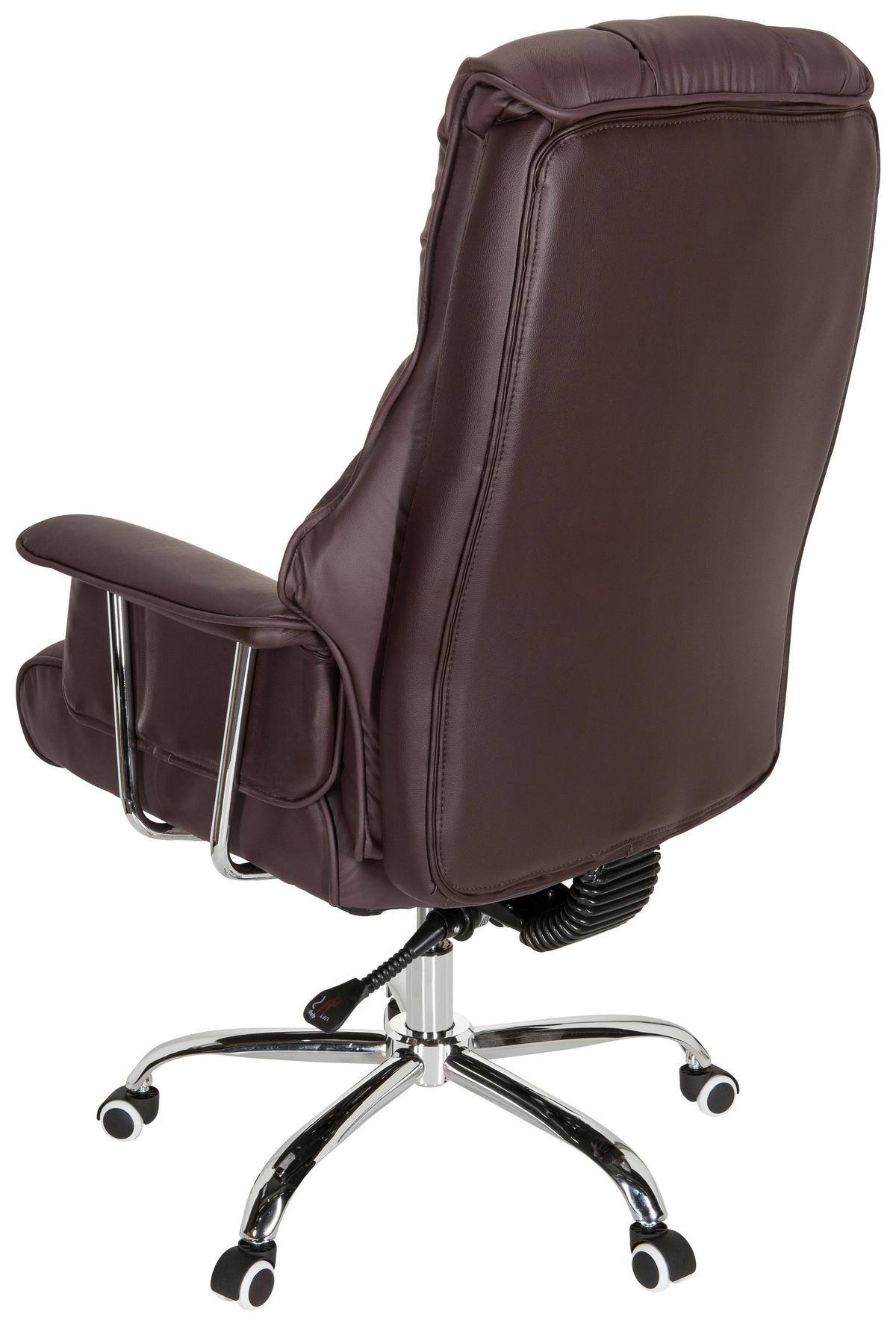 Chefsessel Commander Lederlook Braun Bis 130kg - Chromfarben/Braun, MODERN, Kunststoff/Textil (75/130/64cm) - MID.YOU