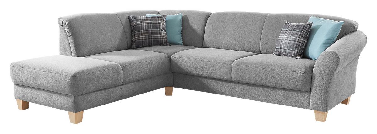 Ecksofa Gotland silberfarben, 212x257 cm - Silberfarben/Naturfarben, KONVENTIONELL, Textil (212/257cm) - Sit & More