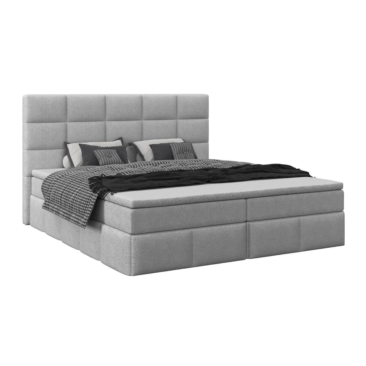 Polsterbett Alba Boucle Grau, 160x200 cm - Schwarz/Grau, Trend, Textil (160/200cm)