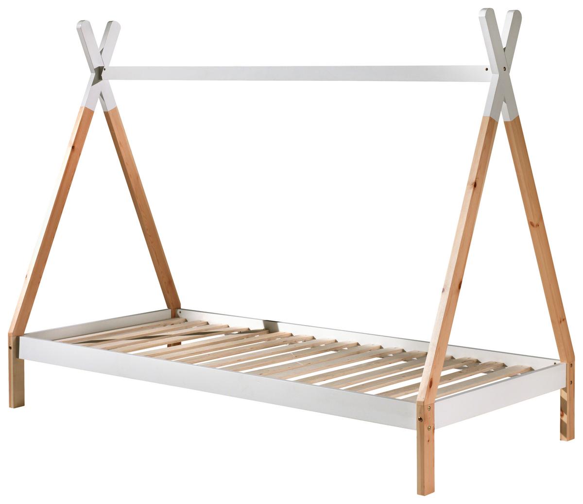Hausbett Tipi Weiß/kieferfarbe 90x200cm - Weiß/Kieferfarben, MODERN, Holz (90/200cm) - MID.YOU