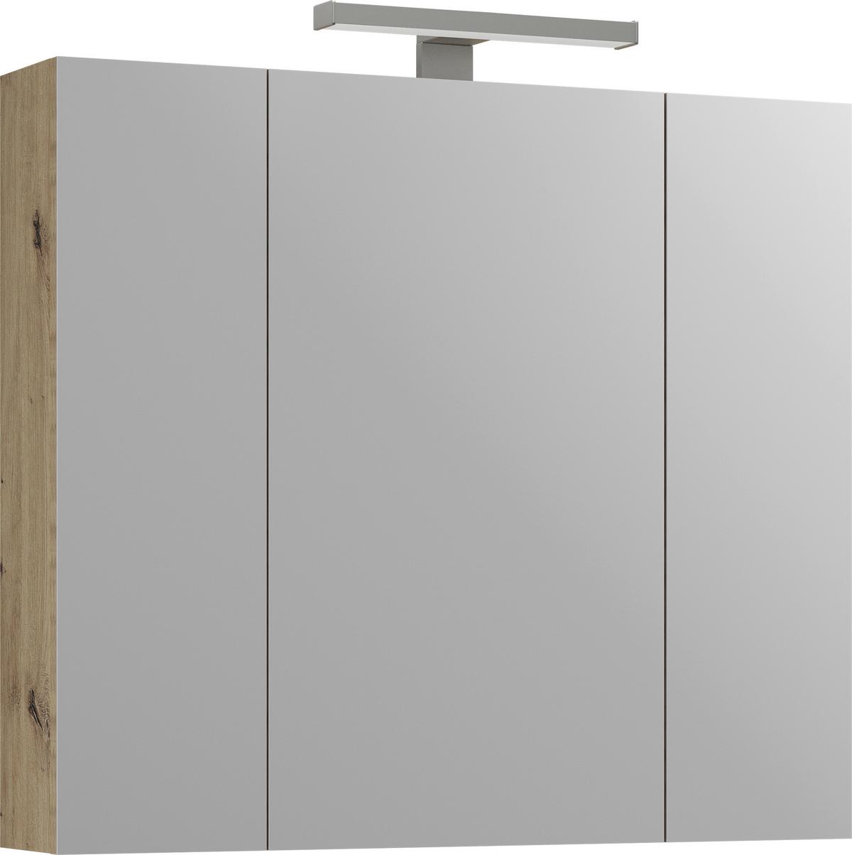Spiegelschrank Sana Eiche Artisan B: 80 Cm - Eiche Artisan, MODERN, Holzwerkstoff (80/74/20cm) - Stylife
