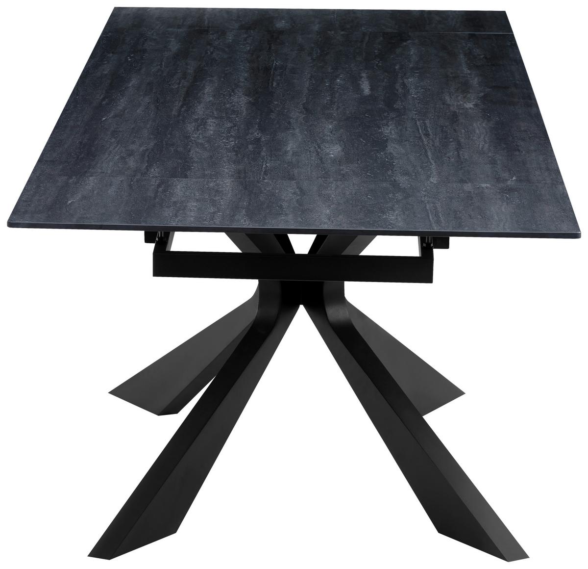Esstisch Hamar Schwarz L: 180-220 cm - Schwarz, MODERN, Stein/Metall (180/220/90/76cm) - P & B