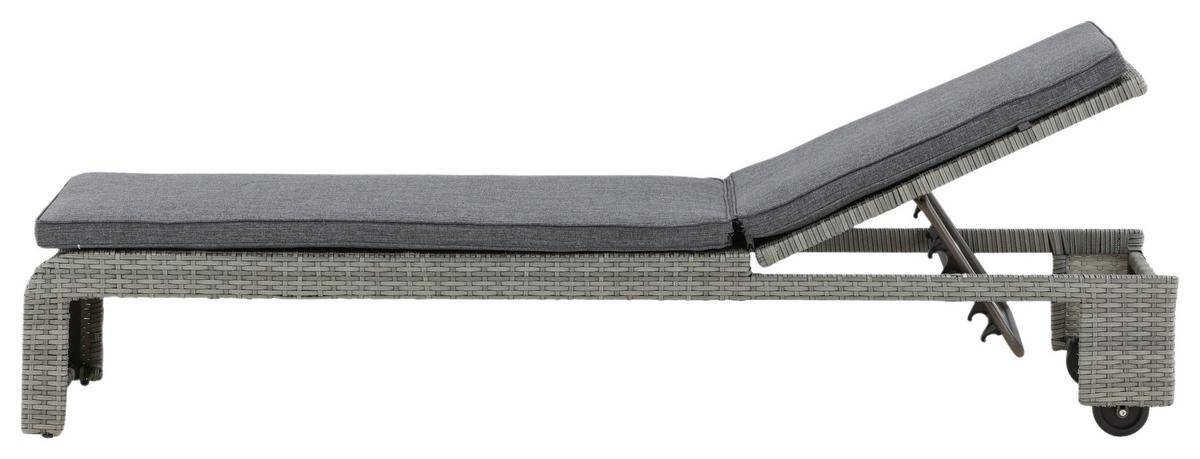 Sonnenliege London Kunststoff verstellbar - Grau, KONVENTIONELL, Kunststoff/Textil (60/32/196cm) - Gardenson