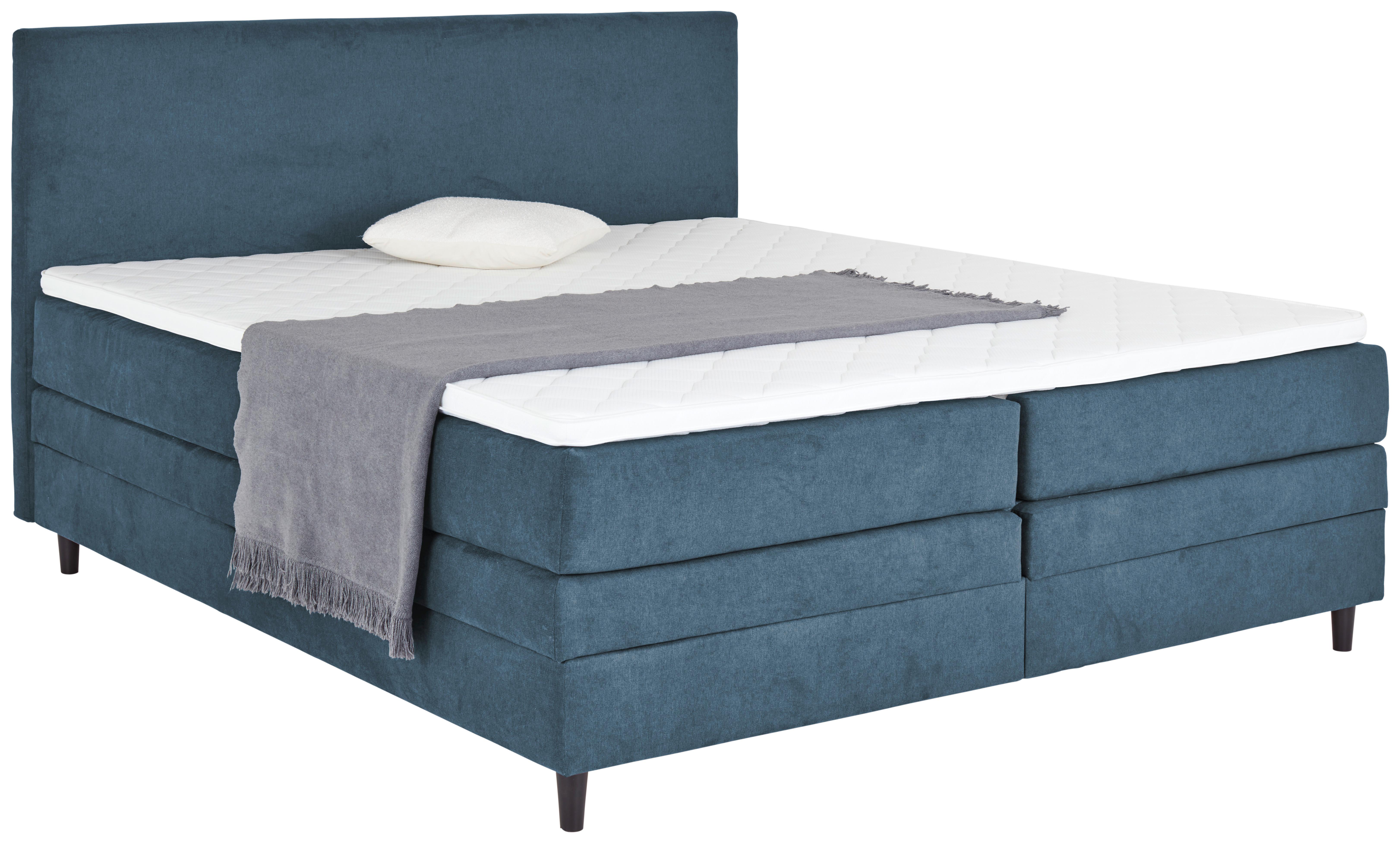 Boxspringbett mit Topper & Bettkasten 180x200 Kleopatra - Blau, KONVENTIONELL, Holz/Holzwerkstoff (180/200cm) - Ondega