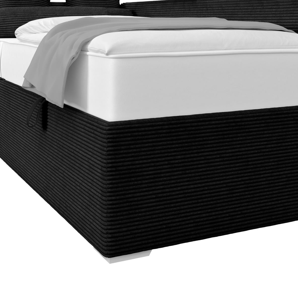 Kárpitozott Ágy Remi  90/200cm - grafitszürke/ezüstszínű, Modern, textil/fa (90/200cm)